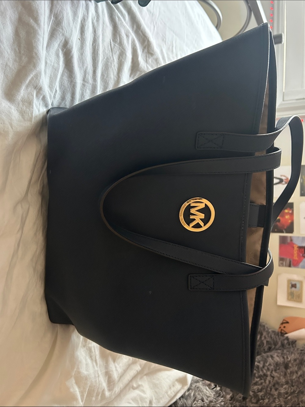 Michael Kors navy Tote with Gold MK Emblem